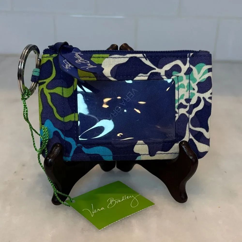 Vera Bradley NWT Zip ID Case Keychain Wallet "Katalina Blues" Retired Quilted